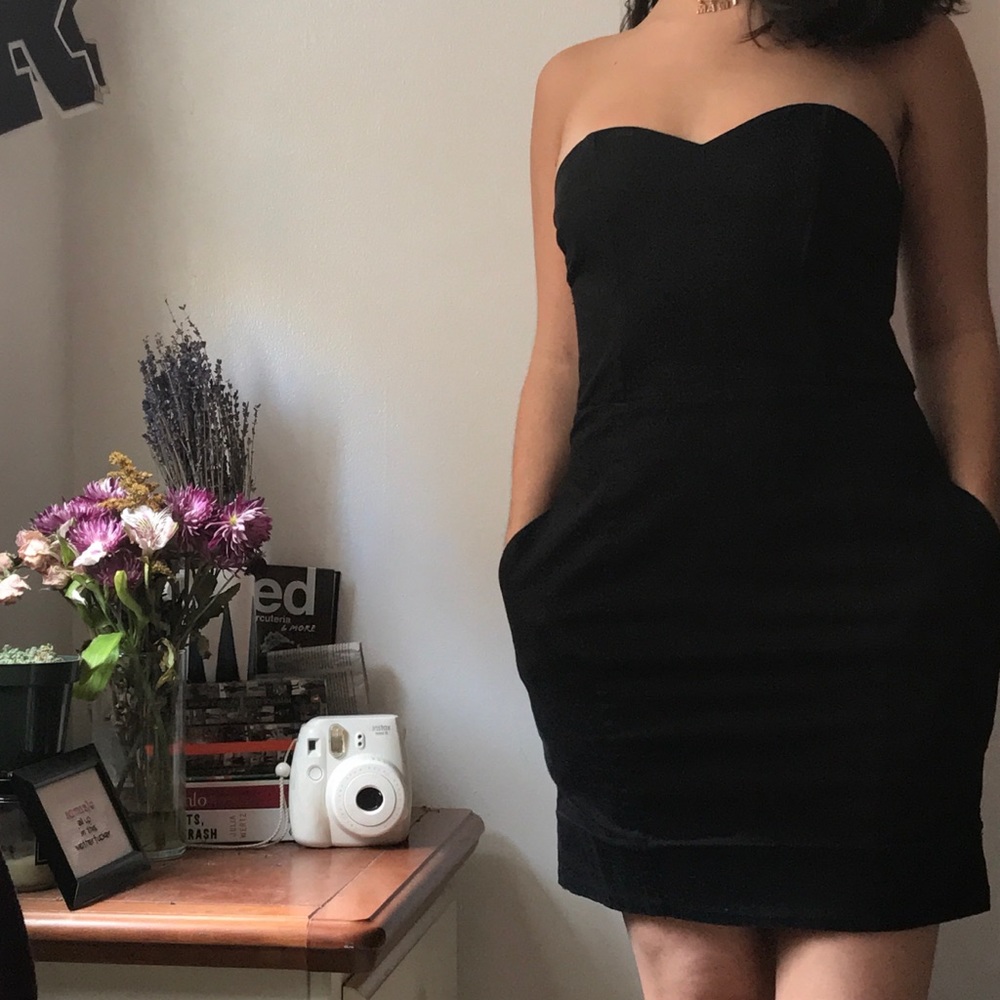 Strapless black corset dress
